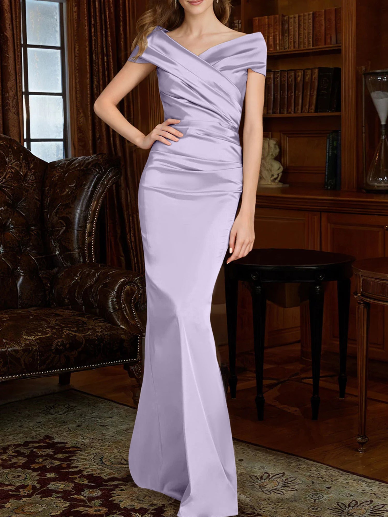 Off-the-Shoulder Column Gowns for the Mother of the Bride