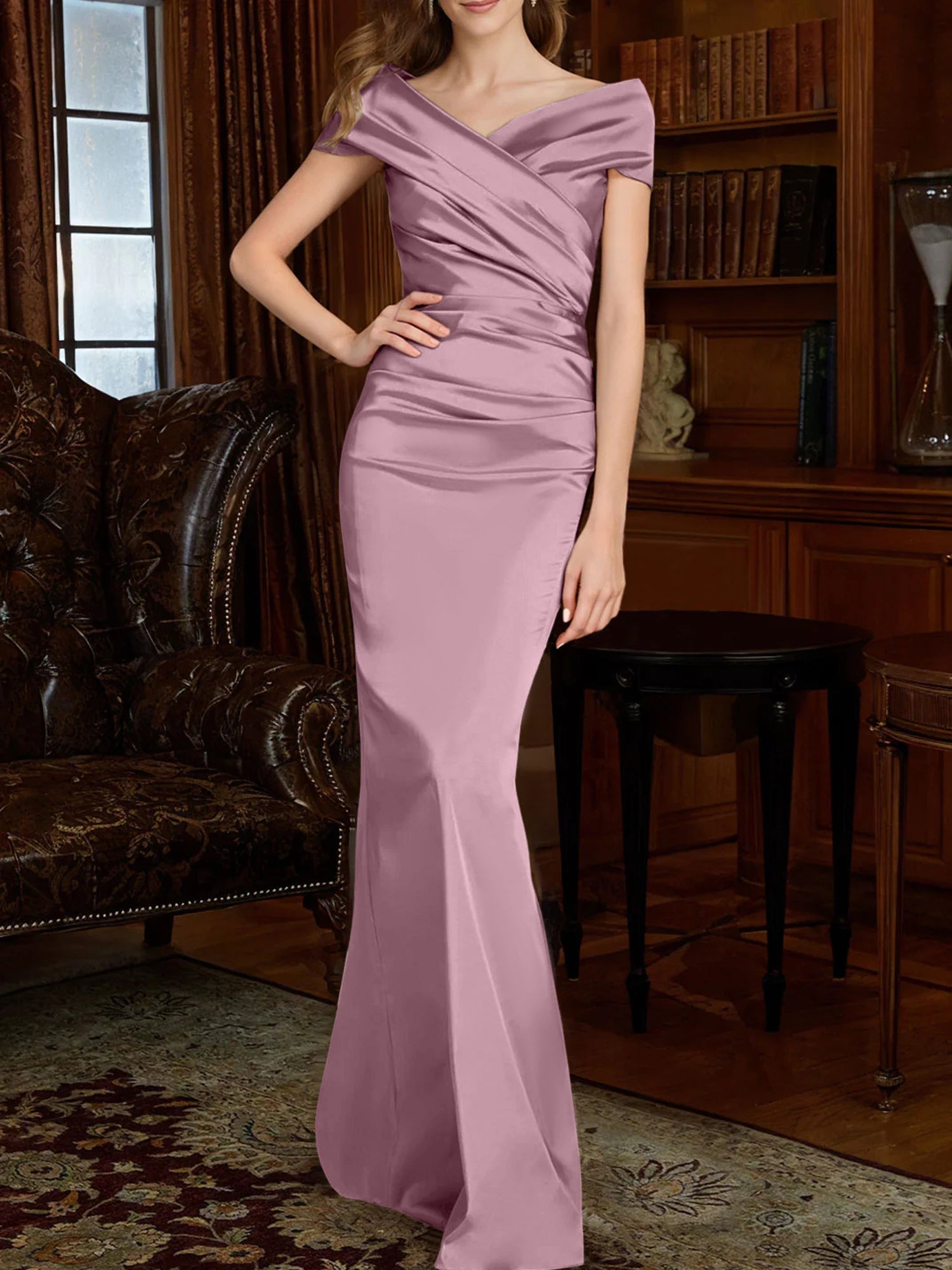 Off-the-Shoulder Column Gowns for the Mother of the Bride