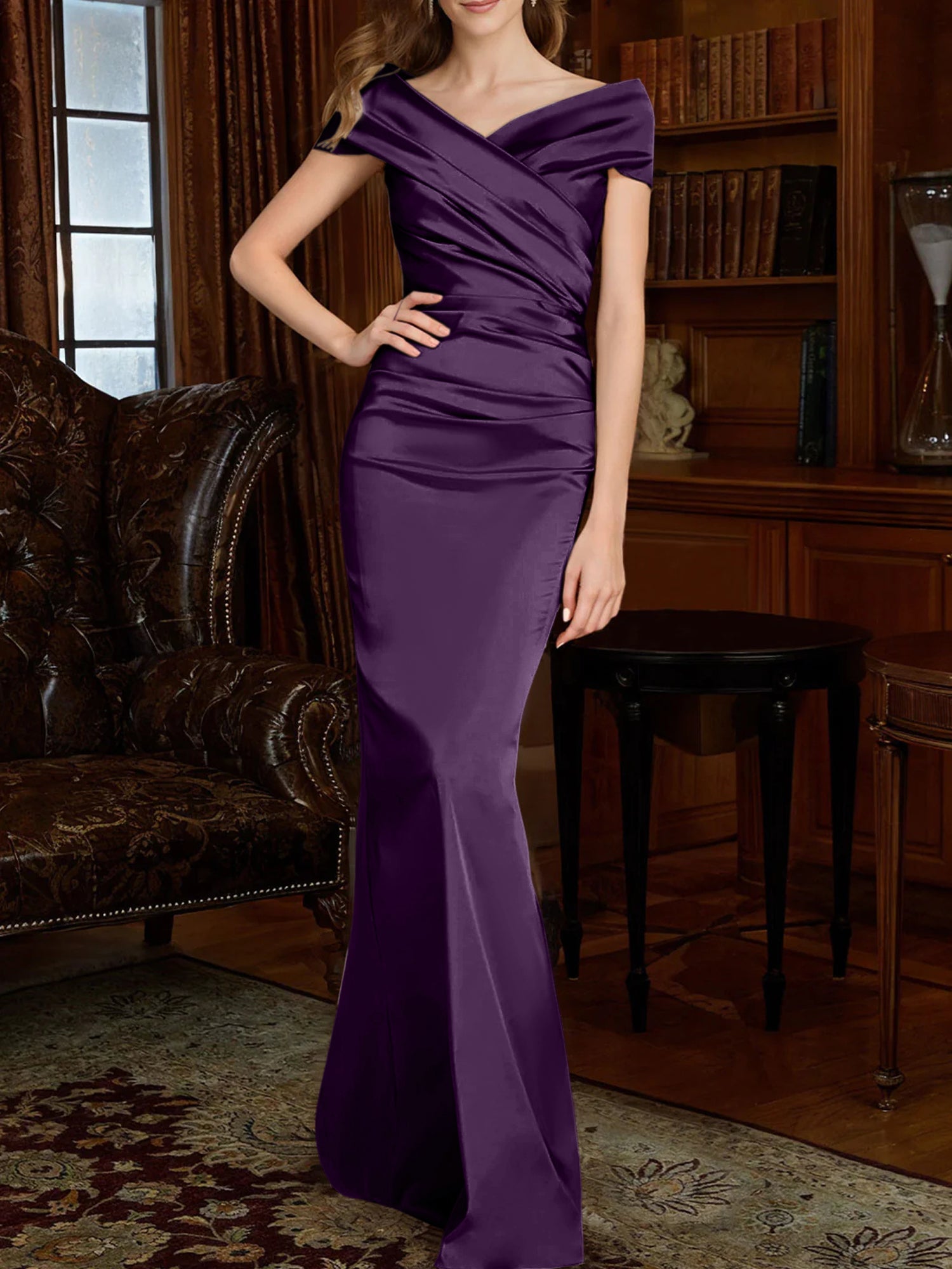Off-the-Shoulder Column Gowns for the Mother of the Bride