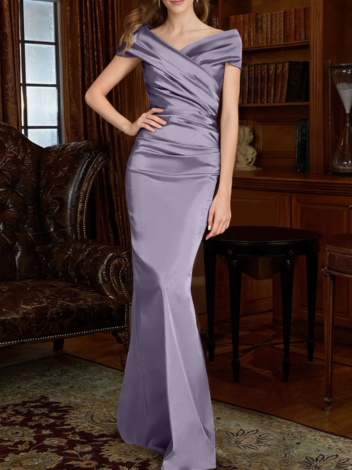 Off-the-Shoulder Column Gowns for the Mother of the Bride