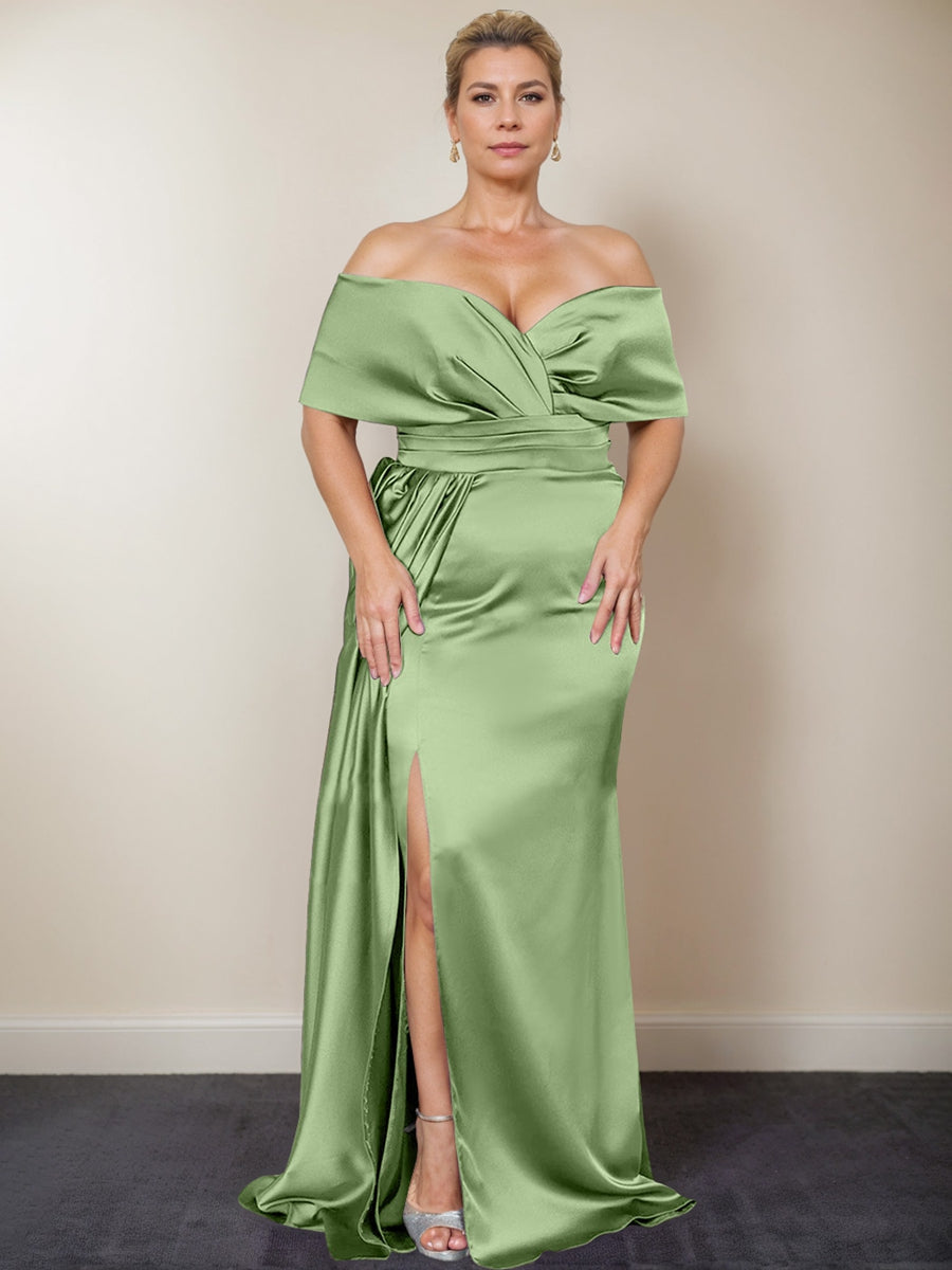 Plus Size Off-the-Shoulder Mother of the Bride Trumpet/Mermaid Dress with Side Split