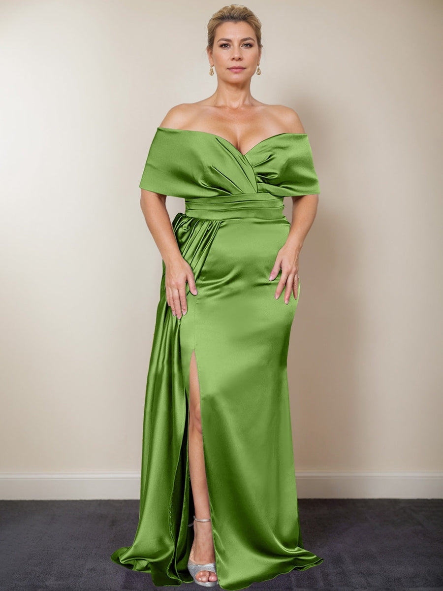 Plus Size Off-the-Shoulder Mother of the Bride Trumpet/Mermaid Dress with Side Split