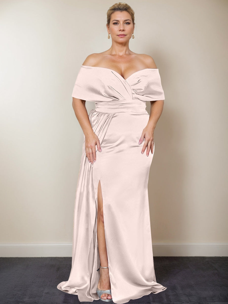 Plus Size Off-the-Shoulder Mother of the Bride Trumpet/Mermaid Dress with Side Split