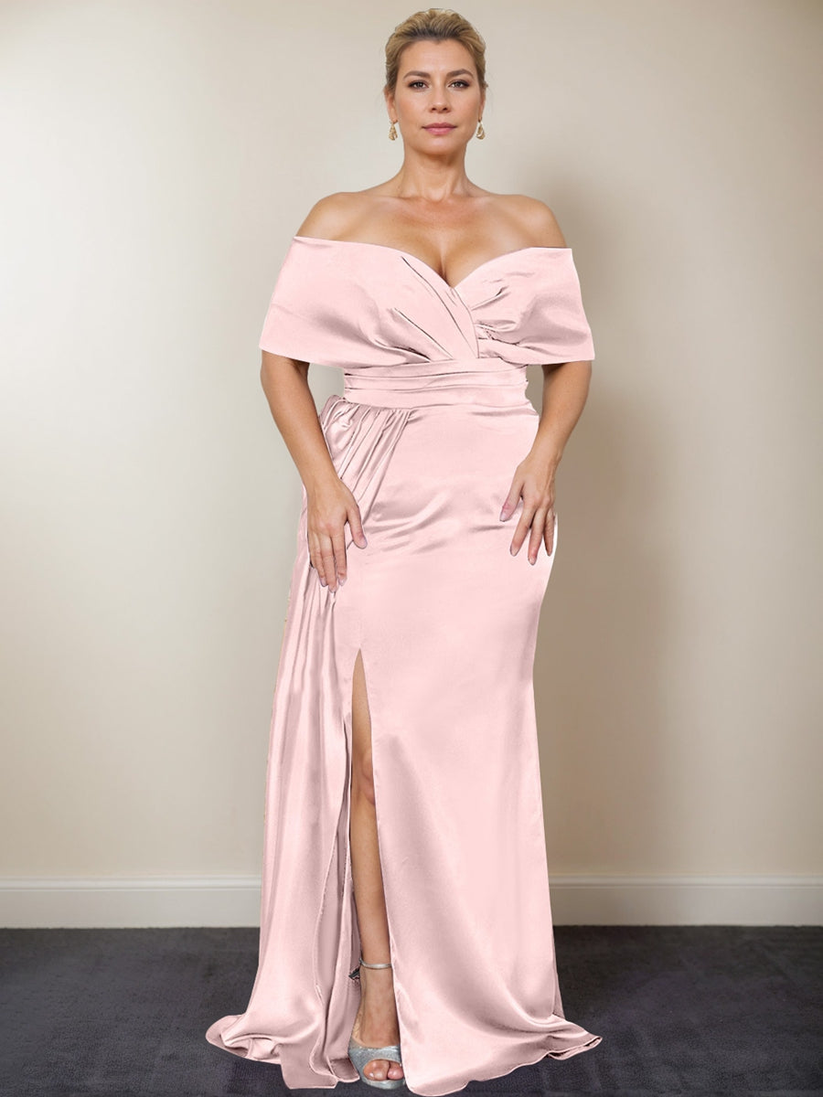 Plus Size Off-the-Shoulder Mother of the Bride Trumpet/Mermaid Dress with Side Split