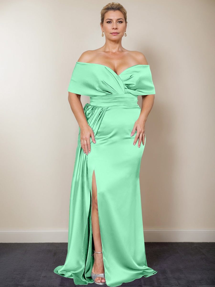 Plus Size Off-the-Shoulder Mother of the Bride Trumpet/Mermaid Dress with Side Split