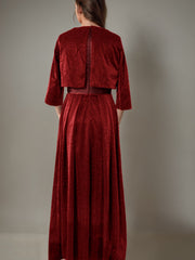 2-Piece Long-Sleeve Mother of the Bride Pantsuit with Sash and Sequins