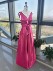 V-Neck Sleeveless A-Line Princess Mother Of The Bride Dress With Side Split