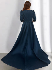 Asymmetrical A-Line Princess Mother of the Bride Dresses with Half Sleeves and Pockets