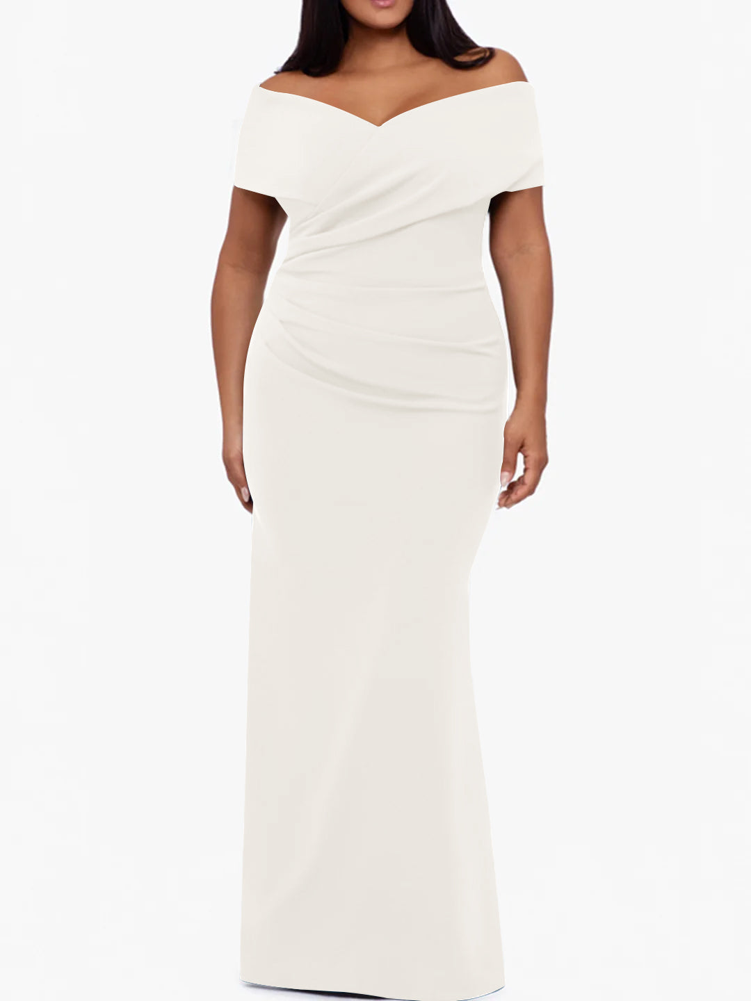 Plus Size Off-the-Shoulder Mermaid Trumpet Sleeveless Mother Of The Bride Floor-Length Dress