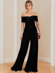 Strapless Floor-Length Jumpsuit in Crinkle Chiffon for the Mother of the Bride