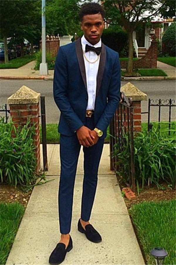 Navy Blue Casual Party Prom Suit for Man with Two Pieces
