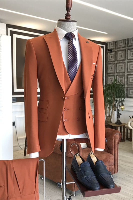 Newest Simple Peaked Lapel Business Formal Prom Suits for Guys