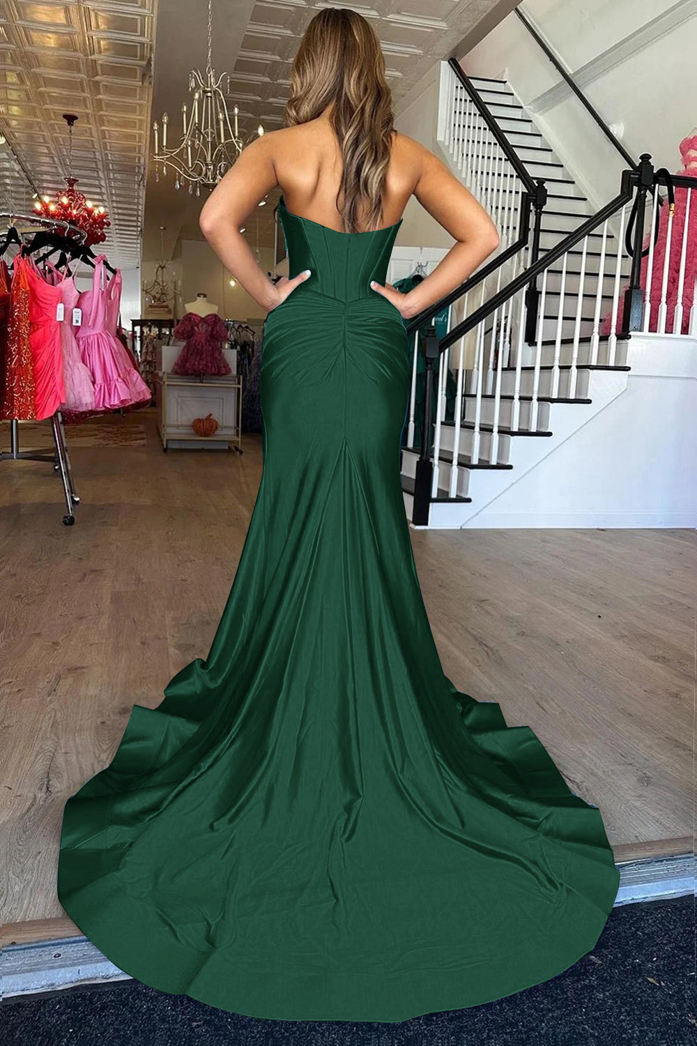 Elegant Blue Mermaid Sweetheart Corset Prom Gown Featuring a Front Split