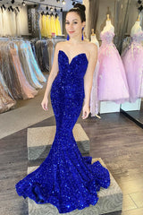 Fuchsia Mermaid Prom Dress with Strapless Sequins