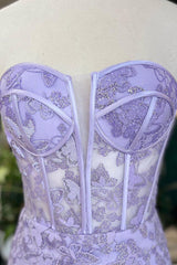 Elegant Purple Mermaid Sweetheart Corset Prom Dress Featuring Embroidery