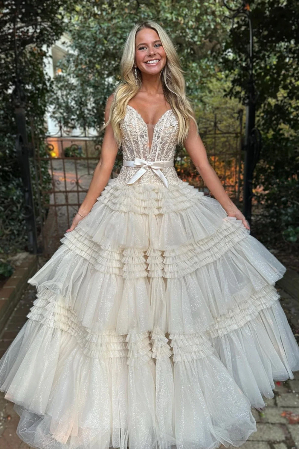 Light Pink Long A-Line Prom Dress with Ruffles and Off-the-Shoulder Princess Neckline