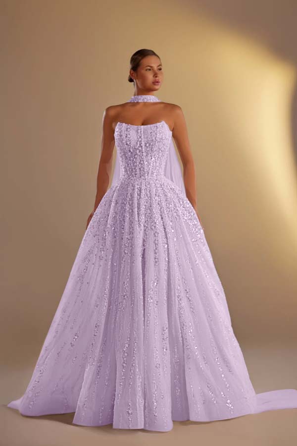 Strapless Sleeveless Long A Line Formal Dress With Pleated Beading