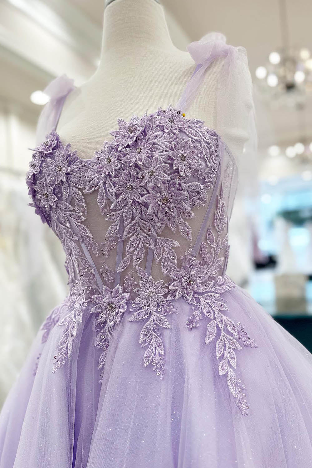Purple Corset A-Line Tulle Short Flower Homecoming Dress/Mini Dress with Lace