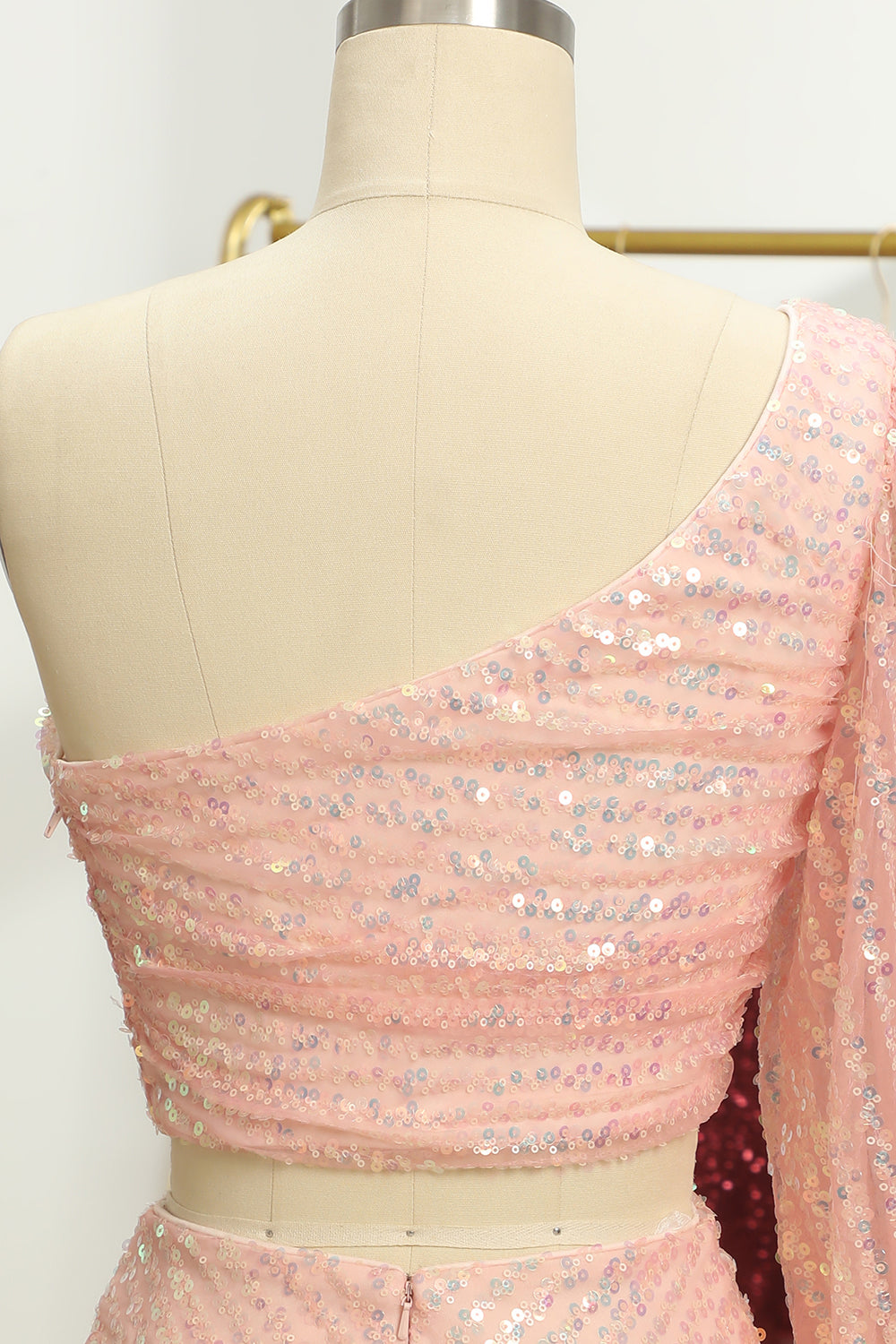 Pink Two Piece Sequin Homecoming Dress/Mini Dress