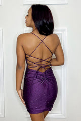 Purple Sequins Backless Tight Short Homecoming Dress/Mini Dress