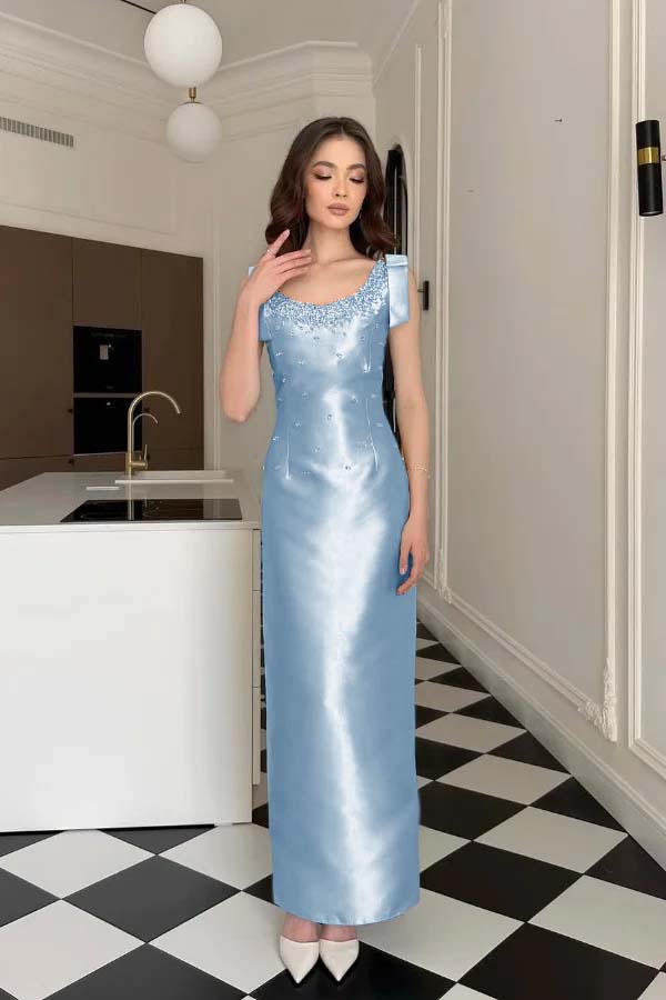 Glamorous Straps Sleeveless Long Formal Dress With Appliques Beading