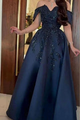Elegant Off-The-Shoulder Sequins Evening Dress