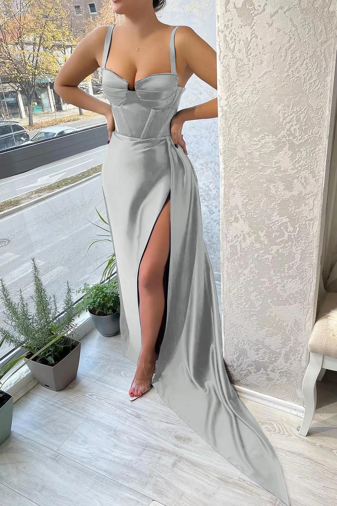 Elegant Straps Mermaid Evening Dress Sleeveless With Split