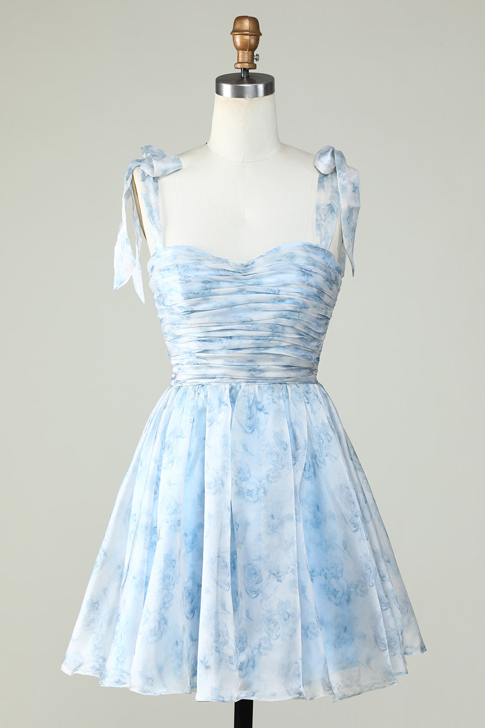 Pink Floral Print A-Line Short Homecoming Dress/Mini Dress