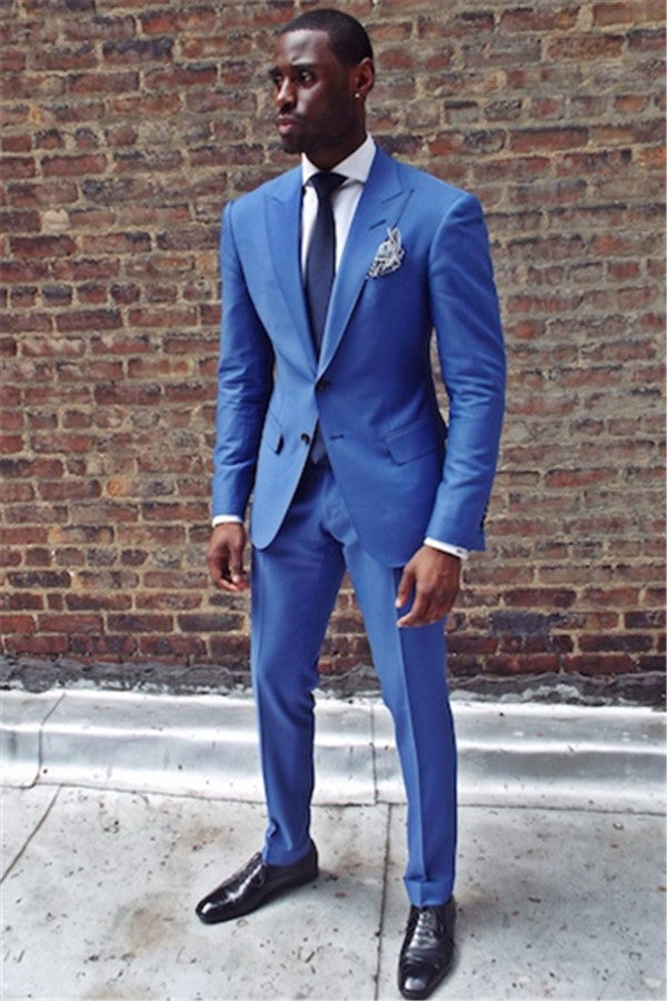 New Arrival Royal Blue Men's Summer Wedding Suits Two Pieces with Peaked Lapel
