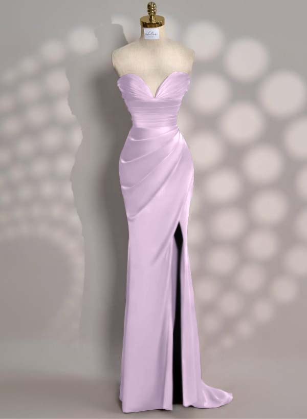 Charming Red Split Pleated Evening Dress