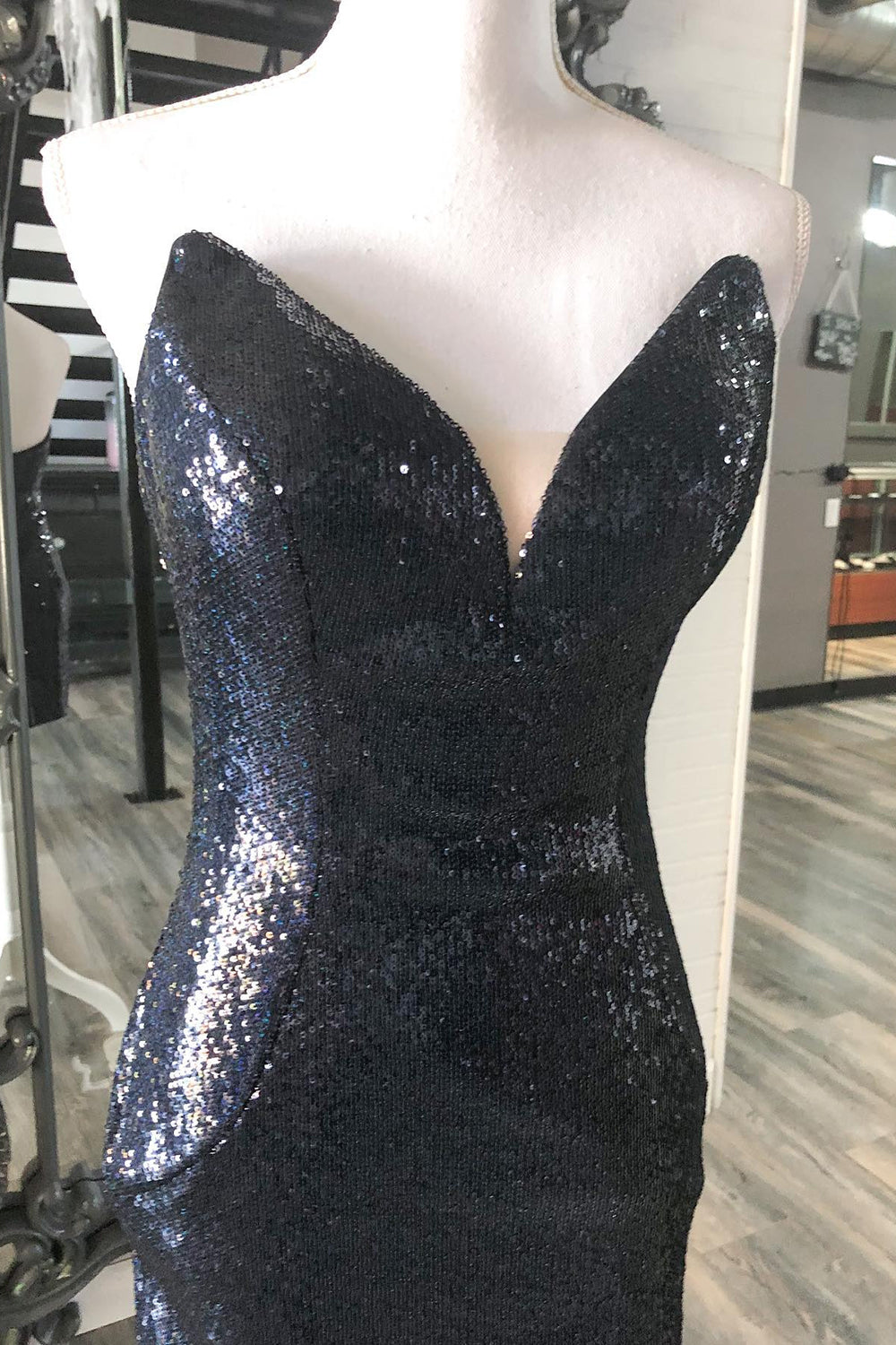 Sparkly Black Sweetheart Sequins Tight Short Homecoming Dress/Mini Dress