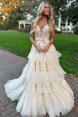Ivory Off-the-Shoulder Princess A-Line Prom Dress with Ruffles