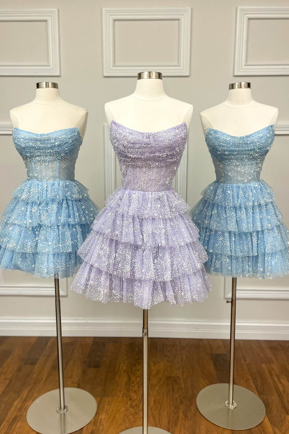 Lilac Corset A-Line Short Tulle Homecoming Dress/Mini Dress