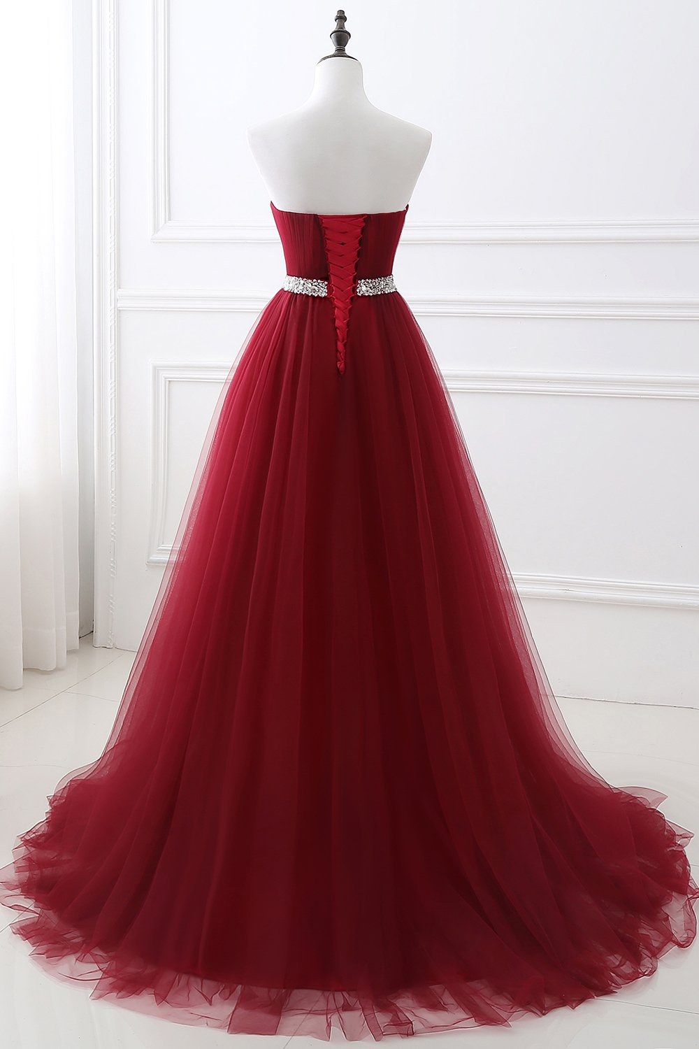 Sweetheart Burgundy Evening Dress Long