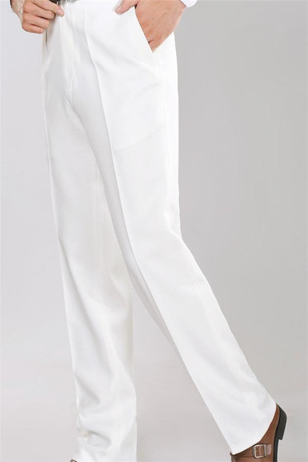 Elegant Slim Fit Tuxedos for Wedding Two-Piece White Shawl Lapel Jacquard Groom Suits