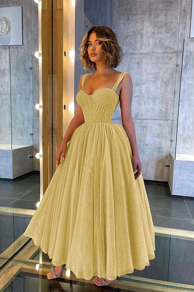 Chic Glittering Straps Sweetheart Sleeveless A Line Formal Dress With Sequins