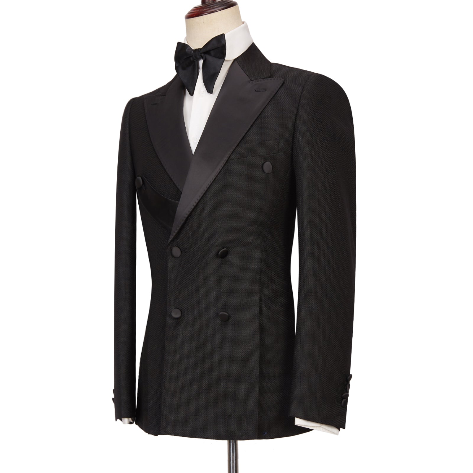 Latest Design Best-Fitted Black Double-Breasted Peaked Lapel Men's Suits