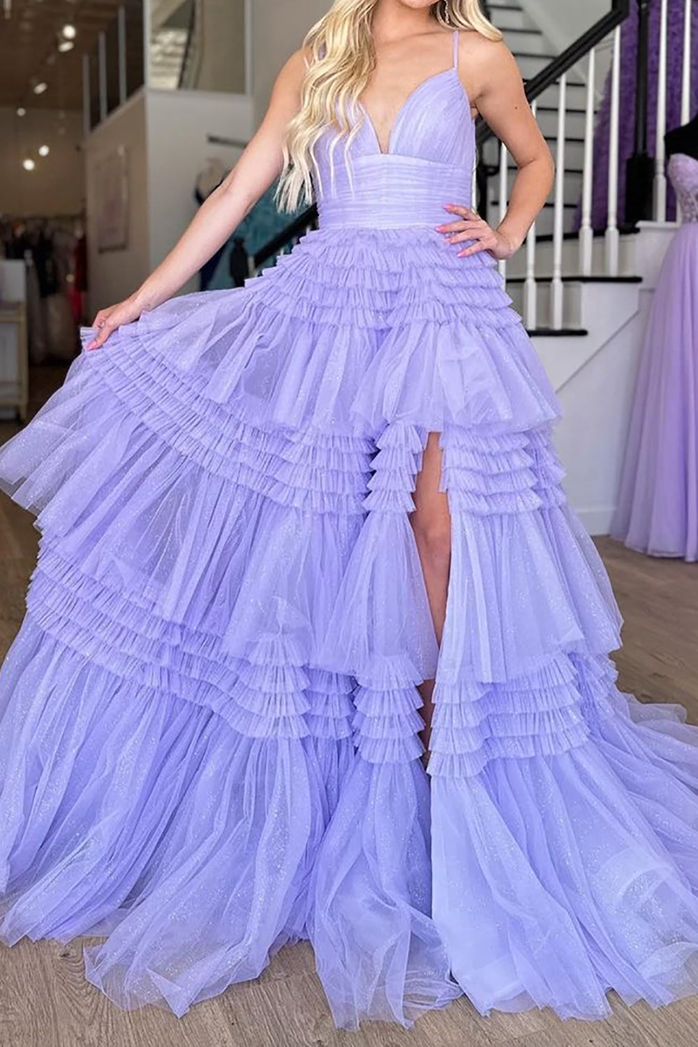 Pink Long A-Line Prom Dress Featuring Spaghetti Straps and a Split