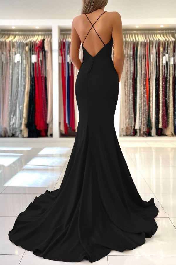 Red Spaghetti Strap Mermaid Long Evening Dress