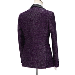 Dark Purple Caleb Bespoke Sparkle Shawl Lapel Three-Piece Men's Suits