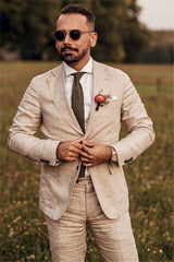 Gorgeous Casual Party Linen Summer Beach Wedding Suit (Slim-Fit)