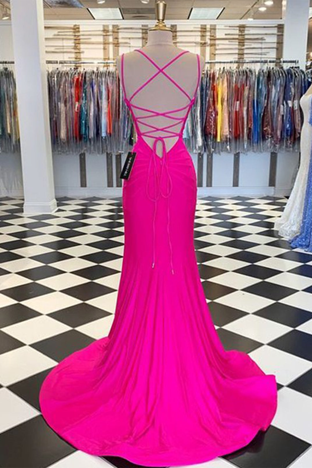 Prom Dress in Hot Pink with Mermaid Silhouette