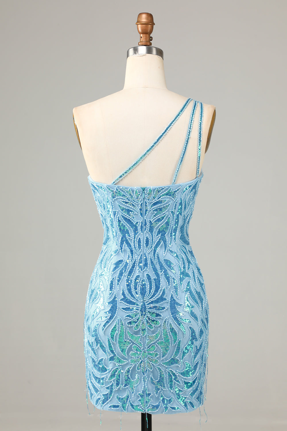 Sparkly Blue Beaded Fringed Tight Short Homecoming Dress/Mini Dress