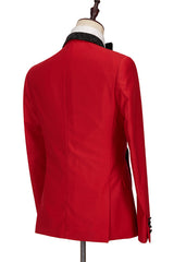 Fashion Slim Fit Axel Red Shawl Lapel Men's Suits for Men