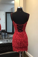 Glitter Red Corset Tight Short Homecoming Dress/Mini Dress with Appliques
