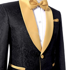 Stylish Black Two-Piece Groom and Groomsmen Suits with One Button