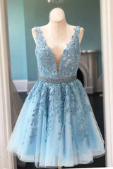 Pink V Neck A Line Homecoming Dress/Mini Dress
