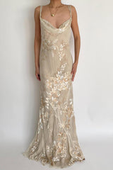 Spaghetti Strap Sleeveless Long Mermaid Formal Dress With Appliques