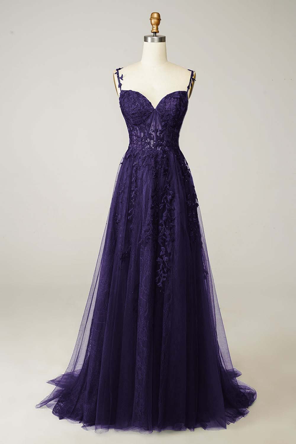 Spaghetti Strap Sweetheart Sleeveless Formal Dress With Appliques