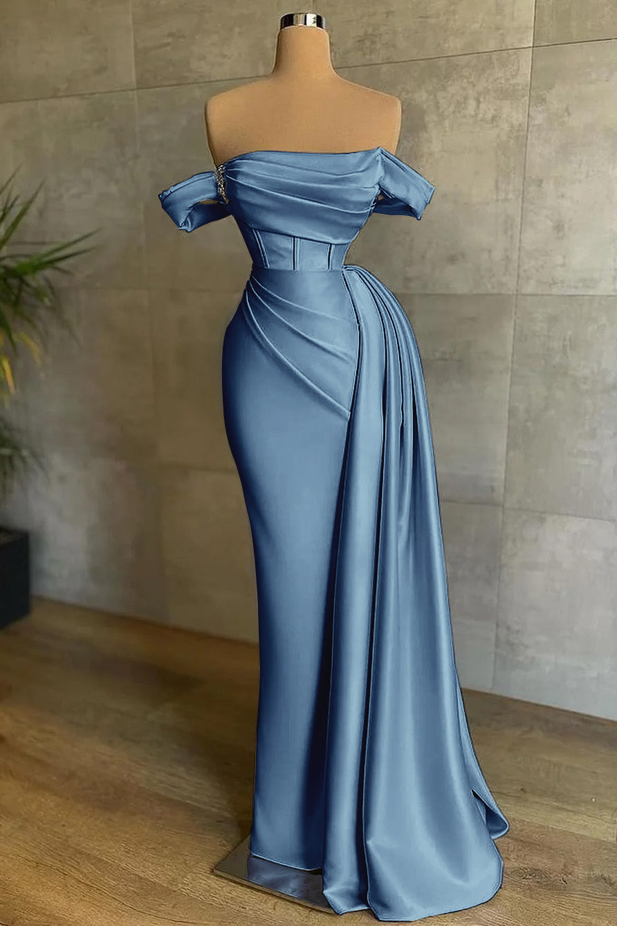 Nobel Off-the-Shoulder White Strapless Mermaid Evening Dress With Ruffles
